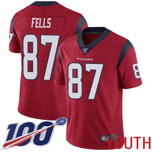 Houston Texans Limited Red Youth Darren Fells Alternate Jersey NFL Football #87 100th Season Vapor Untouchable->youth nfl jersey->Youth Jersey